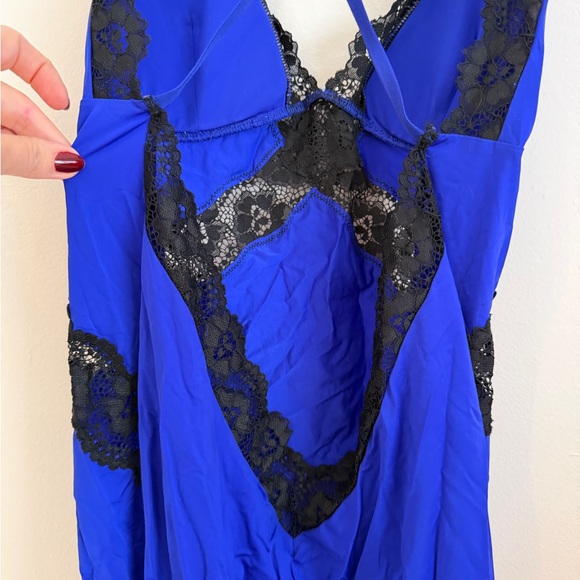 La SENZA Royal Blue Chemise with Black Lace - Picture 4 of 5